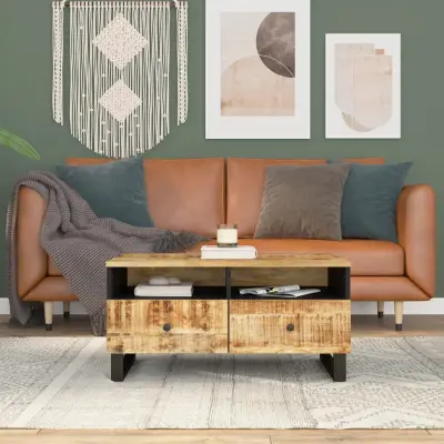 The Living Store Klubska mizica 80x54x40 cm trden mangov les in inženirski les - Klubska Mizica