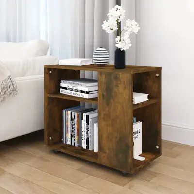 The Living Store Stranska mizica dimljeni hrast 70x35x55 cm konstruiran les - Stranska Mizica