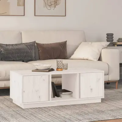 The Living Store Klubska mizica bela 110×50×40 trdna borovina - Klubska Mizica