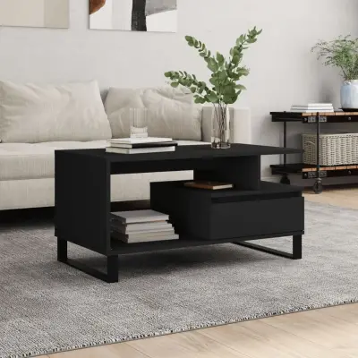 The Living Store Klubska mizica črna 90x49x45 inženirski les - Klubska Mizica