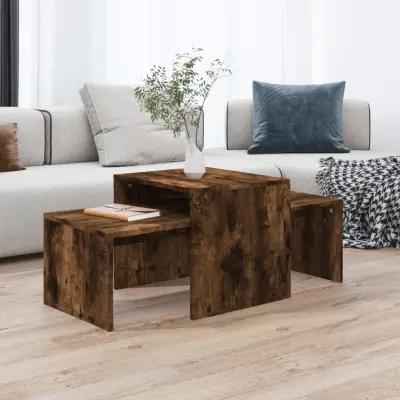 The Living Store Komplet klubskih mizic dimljeni hrast 100x48x40 cm konstr. les - Klubska Mizica