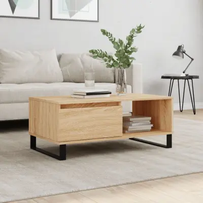The Living Store Klubska mizica sonoma hrast 90x50x36,5 cm inženirski les - Klubska Mizica