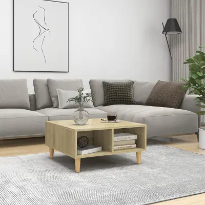 The Living Store Klubska mizica sonoma hrast 60x60x30 cm iverna plošča - Klubska Mizica