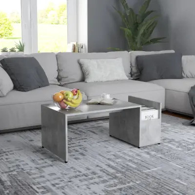 The Living Store Klubska mizica betonsko siva 90x45x35 cm inženirski les - Klubska Mizica
