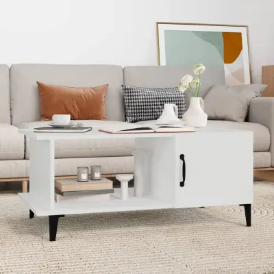 The Living Store Klubska mizica bela 90x50x40 konstruiran les - Klubska Mizica