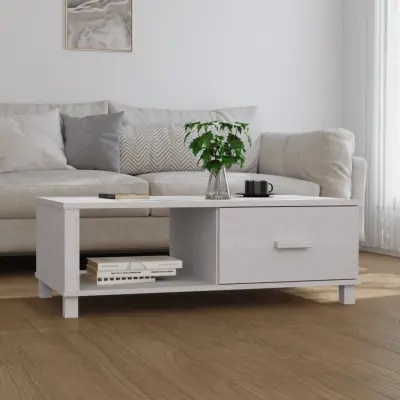 The Living Store Klubska mizica HAMAR bela 100x55x35 cm trdna borovina - Klubska Mizica