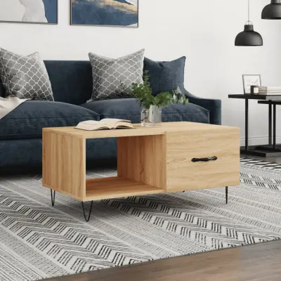 The Living Store Klubska mizica sonoma hrast 90x50x40 cm konstruiran les - Klubska Mizica
