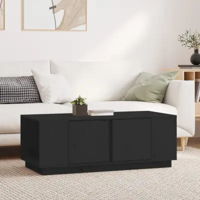 The Living Store Klubska mizica črna 110×50×40 trdna borovina - Klubska Mizica
