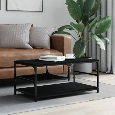 The Living Store Klubska mizica črna 90x49x40 inženirski les - Klubska Mizica