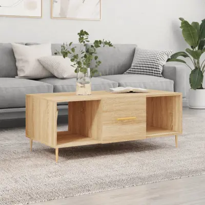 The Living Store Klubska mizica sonoma hrast 102x50x40 cm inženirski les - Klubska Mizica