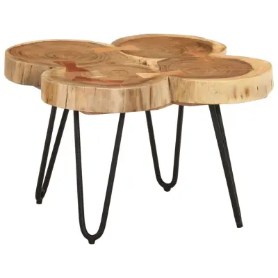 The Living Store Klubska mizica 36 cm 4 debla trden akacijev les - Klubska Mizica