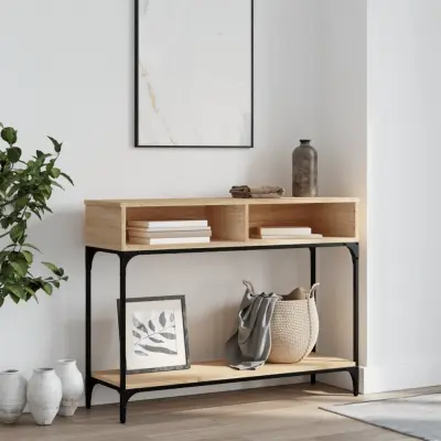 The Living Store Klubska mizica sonoma hrast 100x30,5x75 cm inženirski les - Konzolna Mizica
