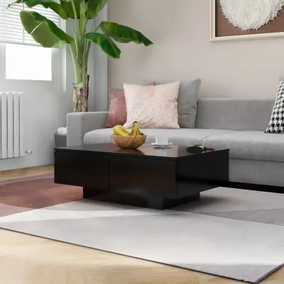 The Living Store Klubska mizica črna 90x60x31 cm iverna plošča - Klubska Mizica