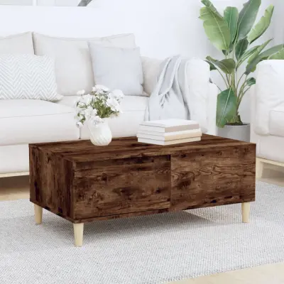 The Living Store Klubska mizica dimljeni hrast 90x50x36,5 cm inženirski les - Klubska Mizica