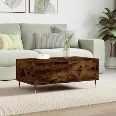 The Living Store Klubska mizica dimljeni hrast 90x50x36,5 cm inženirski les - Klubska Mizica