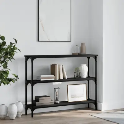 The Living Store Konzolna mizica črna 100x22,5x75 cm inženirski les - Konzolna Mizica