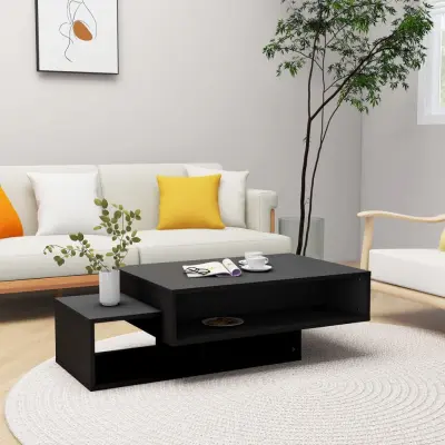 The Living Store Klubska mizica črna 105x55x32 cm iverna plošča - Klubska Mizica