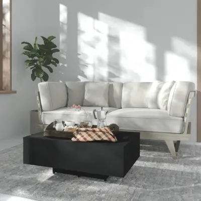 The Living Store Klubska mizica črna 85x55x31 cm iverna plošča - Klubska Mizica