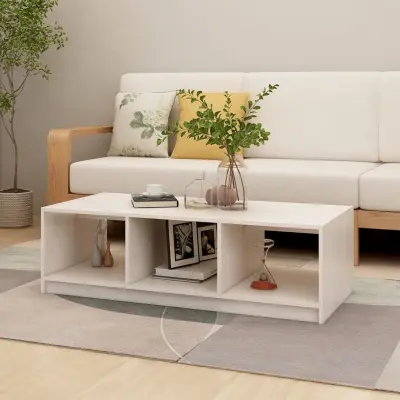 The Living Store Klubska mizica bela 110x50x34 cm trdna borovina - Klubska Mizica