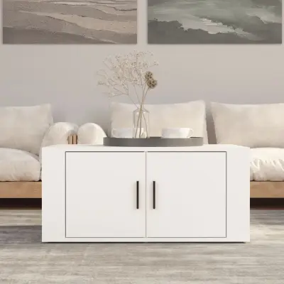 The Living Store Klubska mizica bela 80x50x36 cm inženirski les - Klubska Mizica