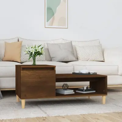 The Living Store Klubska mizica Rjav hrast 100x50x45 cm inženirski les - Klubska Mizica