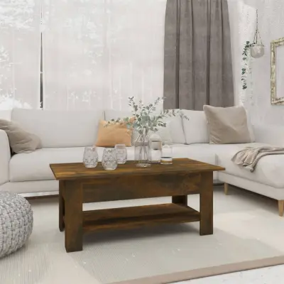 The Living Store Klubska mizica dimljeni hrast 102x55x42 cm iverna plošča - Klubska Mizica