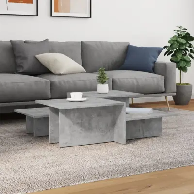 The Living Store Klubska mizica 2 kosa betonsko siva inženirski les - Klubska Mizica