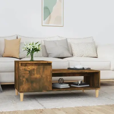 The Living Store Klubska mizica dimljeni hrast 100x50x45 cm inženirski les - Klubska Mizica