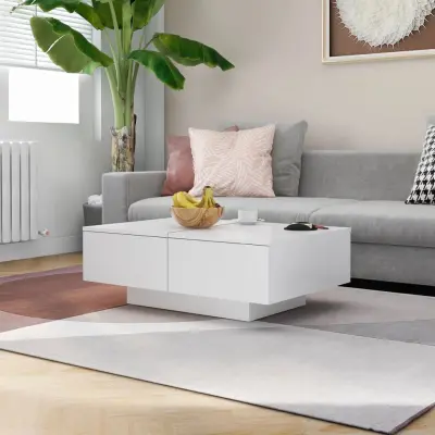 The Living Store Klubska mizica bela 90x60x31 cm iverna plošča - Klubska Mizica