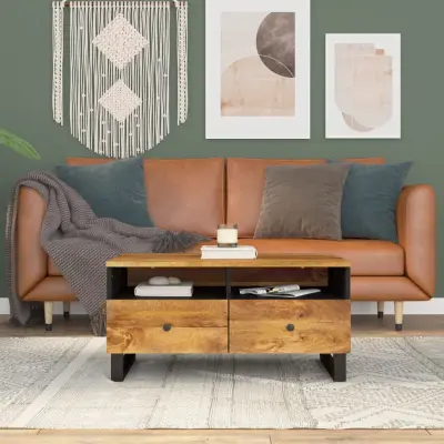 The Living Store Klubska mizica 80x54x40 cm trden mangov les in inženirski les - Klubska Mizica