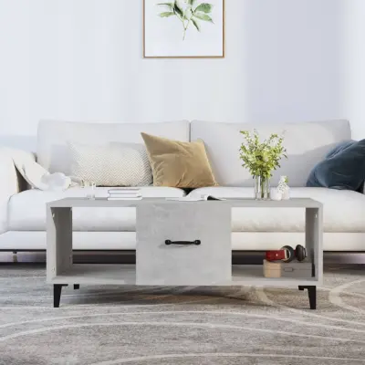 The Living Store Klubska mizica betonsko siva 102x50x40 cm konstruiran les - Klubska Mizica