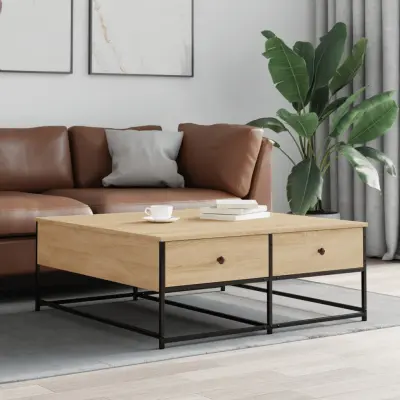 The Living Store Klubska mizica sonoma hrast 100x99x40 cm inženirski les - Klubska Mizica