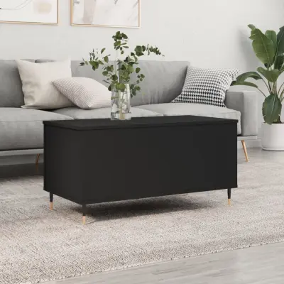 The Living Store Klubska mizica črna 90x44,5x45 cm inženirski les - Klubska Mizica