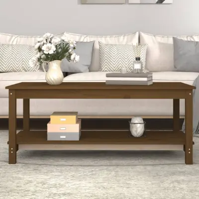 The Living Store Klubska mizica medeno rjava 110x55x45 trdna borovina - Klubska Mizica