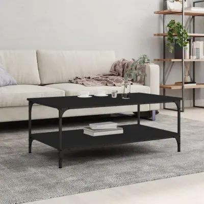 The Living Store Klubska mizica črna 100x55x40 cm inženirski les - Klubska Mizica
