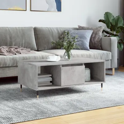 The Living Store Klubska mizica betonsko siva 90x50x36,5 cm inženirski les - Klubska Mizica