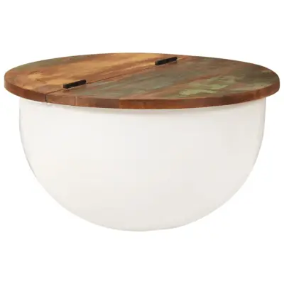 The Living Store Klubska mizica bela 50x27 cm trden predelan les - Klubska Mizica
