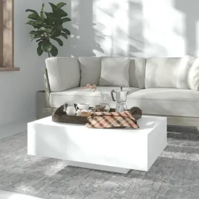 The Living Store Klubska mizica bela 85x55x31 cm iverna plošča - Klubska Mizica