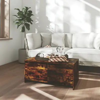 The Living Store Klubska mizica dimljeni hrast 90x50x41,5 cm iverna plošča - Klubska Mizica