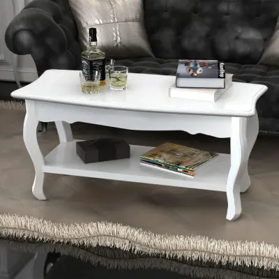 The Living Store Klubska mizica dvonadstropna MDF bela - Klubska Mizica