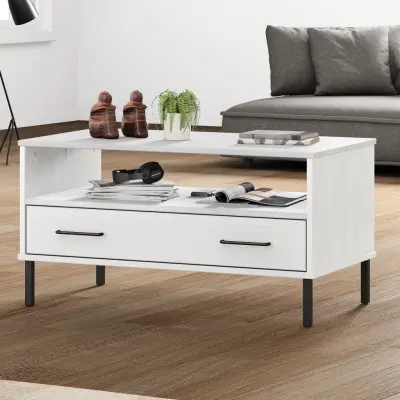 The Living Store Klubska mizica bela 85x50x45 cm trden les OSLO - Klubska Mizica