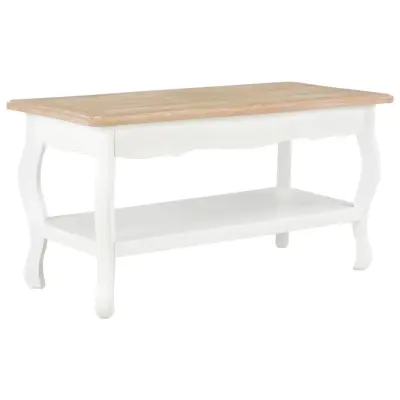 The Living Store Klubska mizica bela in rjava 87,5x42x44 cm trdna borovina - Klubska Mizica