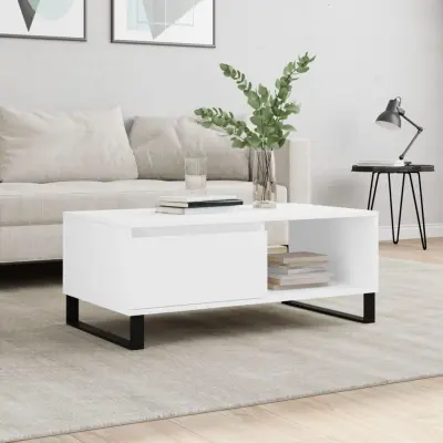 The Living Store Klubska mizica bela 90x50x36,5 cm inženirski les - Klubska Mizica