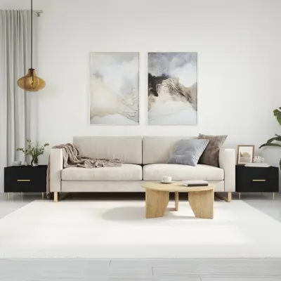 The Living Store Klubske mizice 2 kosa črne 50x50x40 cm inženirski les - Klubska Mizica