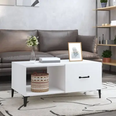 The Living Store Klubska mizica bela 90x50x40 inženirski les - Klubska Mizica