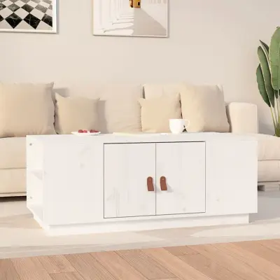 The Living Store Klubska mizica bela 100x50x41 trdna borovina - Klubska Mizica