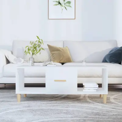 The Living Store Klubska mizica bela 102x50x40 cm inženirski les - Klubska Mizica