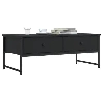 The Living Store Klubska mizica črna 101x49x39,5 cm inženirski les - Klubska Mizica