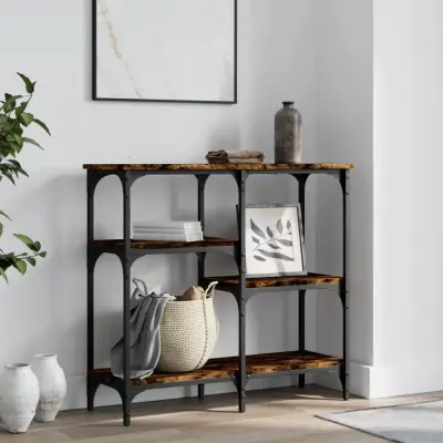The Living Store Konzolna mizica dimljen hrast 80x29x75 cm inženirski les - Konzolna Mizica