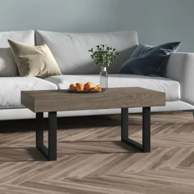 The Living Store Klubska mizica siva in črna 90x45x40 cm MDF in železo - Klubska Mizica